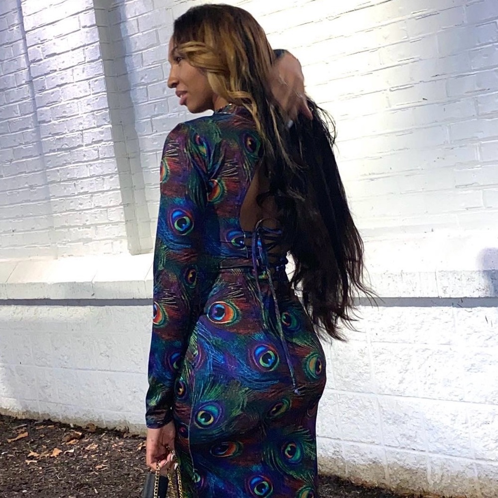 Custom made. Peacock Print Dress